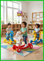 Chetak Convertible Playful Pony for Kids in Pink and Grey - Multifunctional Playmate for Children