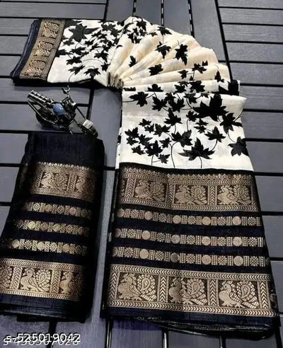 Dola Silk Saree With Jacquard Gap Bodar Kalamkari Print