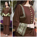 Maroon Straight Fit Kurta Set for Women with Elegant Floral Lace Detailing | Stylish Ethnic Wear with Matching Pants