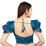 Solid Imported Organza blouse For Women, Zimmy Choo Fabric Blouse For Women, Readymade Blouse, Full Stitched blouse, Fancy Lace On Sleeve