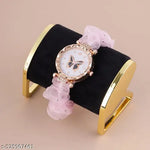 Flower Pattern Analogue Women's or Girls Watch (Rose Gold White)