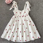 Dresses for girls-, Sleeveless, Scoop Neck, Swing Dress, Polka Dot Floral Print, White