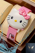 GOODLIKE Kitty Cat. Character Multicolored Glowing Light and Musical Digital Girl's Wrist Watch | Unique Cute Cartoon Character on Strap | Soft Silicone. Strap | Suitable for Age 3-12 Year Kids