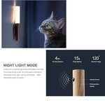 Glass Wood Motion Sensor LED Night Light, Motion Activated,Wall Lights Battery Operated,Rechargeable Wall Lights,Wireless Wall Light,Suitable For Corridors, Stairs, Bedrooms, Brown