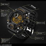 Men's Black Multifunction Sports Watch with Analog Digital Display