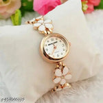 Flower Pattern Analogue Women's or Girls Watch (Rose Gold White)