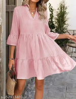 Striped Mini Dress with Flared Sleeves Casual Summer Vibes