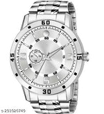 New Premium Branded Super Quality Silver Strap  Metal Steel Belt Analog Watch For Men