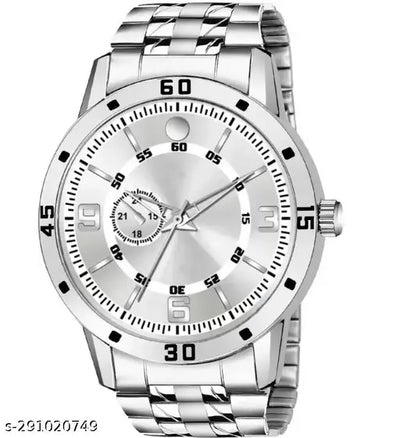 New Premium Branded Super Quality Silver Strap  Metal Steel Belt Analog Watch For Men