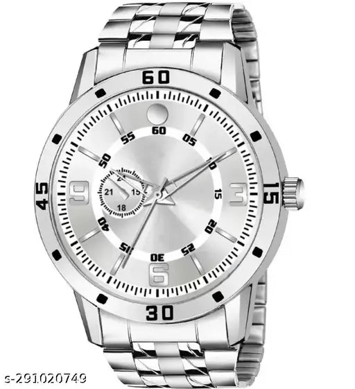 New Premium Branded Super Quality Silver Strap  Metal Steel Belt Analog Watch For Men