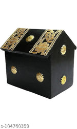Alifer Shoppee Handmade Wooden Money Bank Hut Style Kids Piggy Coin Box HUT Shape Piggy Bank/Money Bank for Kids and Adult (Black) Gifts for Kids