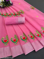 Chanderi Chanderi Cotton Cotton Saree Cotton Silk Cream Simple Lace border Saree With blouse under 300 dailywear fancy sarees