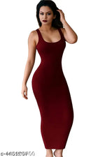 Solid Ribbed Square Neck Tank Dress