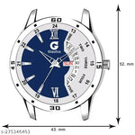 Dutchman Day & Date Function Watch With Blue & White Dial, Stainless Steel Chain Strap Analog Watch - For Men