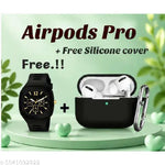 Premium Bluetooth Earbuds(AIRPOD PRO) & Digital Watch Combo – Noise-Canceling, True Wireless Earbuds, Sports, Sweatproof, Touch Control, Long Battery Life, Water-Resistant Luxury Analog Men’s Watch, Stylish Wristwatch(BT + CASE COVER + WATCH)