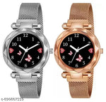 Analogue Magnet Strap Women's Girls Watch Sweet Heart with Digital watch Combo for Girl's & Women's Watch Pack of 2