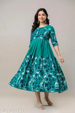 Zanies Women Floral Printed Teal Maxi Dress