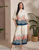 Women's Full Embroidery Co-ord Set of Top and Bottom