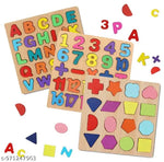 Colourful Wooden Puzzle Set for Kids: Capital Alphabets, Numbers and Shapes - Educational Learning Board for Toddlers and Preschoolers (ABCD, Numbers, Shapes)