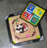 CARROM BOARD 20*20 INCHES , LUDO & SNAKE , CARROM COINS 20 PCS. , POWDER & STRICKER A40