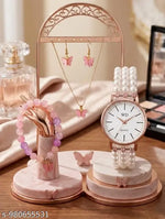Flower Pattern Analogue Women's or Girls Watch (Rose Gold White)