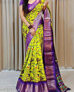 Dola Silk Saree With Jacquard Gap Bodar Kalamkari Print