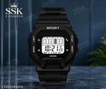Men's Black Multifunction Sports Watch with Analog Digital Display