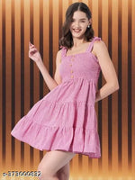 Casual Polyester Blend Puff Sleeves V-Neck Knee Legnth Drawstring Dress (41