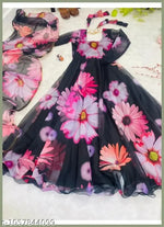 FQ Flower Print Long Kurti With Dupatta (No Bottom wear)