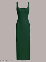 Solid Ribbed Square Neck Tank Dress