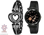 Women's Black Strap Butterfly desigen megnet Watch