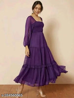 purple Color Georgette FabricDress For Girls & Women's For Daily/  Party/Occasional Wear Use (Pack Of 1)ty/