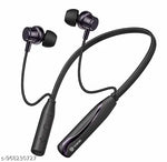 Black Bluetooth Neckband, Bluetooth Earphones, Fast Charging HD Quality Sound, neckband wireless headphone earbuds, Bluetooth Headphones with Long Hours of Playtime & Compatible for all Smartphones - Black