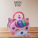 ARN Unicorn Printed Hut  Shape Metal Coin Bank Piggy Bank for Kids with Lock and Key, Medium Heart  Piggy Bank Multicolor  ( pink or blue anyone as per availability)