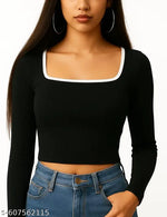 Contrast Neck Full Sleeve Top