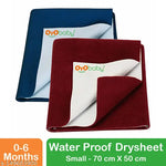 OYO BABY Dry Sheets Small Size Pack of 2 (50x70CM) For New Born Baby, Waterproof Dry Sheet, Baby Dry Mats, Baby Mattress, Baby Sheets, Baby Urnie Sheets, Baby Urine Mats Combo (Maroon + Dark Sea Blue).Newborn Baby Waterproof Mat Urine Dry Sheet