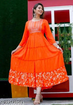 Women's Trending Embroidered Bandhej Anarkali Kurti
