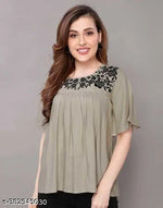 Rayon Top With White color of Embroidery