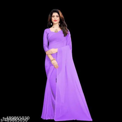 Glamour Dyed Plain Georgette Saree For Women With Blouse Piece. Indian Georgette Printed Saree, Your Designer Wear Georgette Saree, New Saree Design 2023 Georgette Saree.