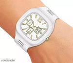 Square White Dial Analog Silicon Strap Stylish Designer Analog Watch For Men under 75