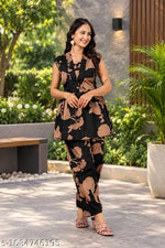 Women Loose Fit Co Ord Set, Printed Two Piece Set