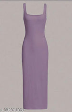 Solid Ribbed Square Neck Tank Dress