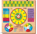 Wooden Learning Clock for Kids, Educational Time Teaching Toy, Shape Color Sorting Number Blocks, Montessori Early Learning