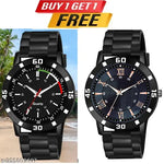 Watch Combo BUY 1 GET1FREE Black Designer Professional PU Analog Watch pack of 2