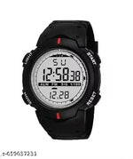 Men's Black Multifunction Sports Watch with Analog Digital Display
