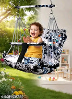 Cotton Baby Swing Jhula with Safety Belt | Folding & Washable Swing for Kids 1-5 Years