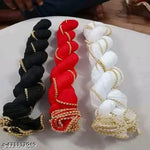 SUPAR LAINING DUPATTAS WITH FOUR SIDE GOLD PEARAL PAK OF 5 PICE SET>WHITE+BLACK+BEIGE+RED+YELLOW FOR WOMEN GIRLS