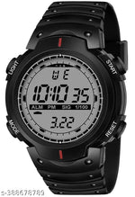 Men's Black Multifunction Sports Watch with Analog Digital Display