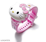 GOODLIKE Kitty Cat. Character Multicolored Glowing Light and Musical Digital Girl's Wrist Watch | Unique Cute Cartoon Character on Strap | Soft Silicone. Strap | Suitable for Age 3-12 Year Kids