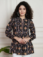 BLUEPRINTED COTTON TOPS FOR GIRLS